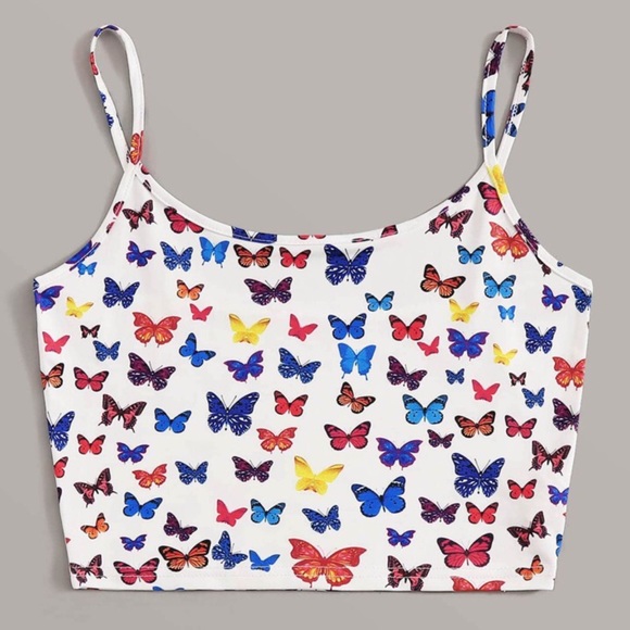 Boutique | Butterfly Cami Crop Top - Picture 2 of 8